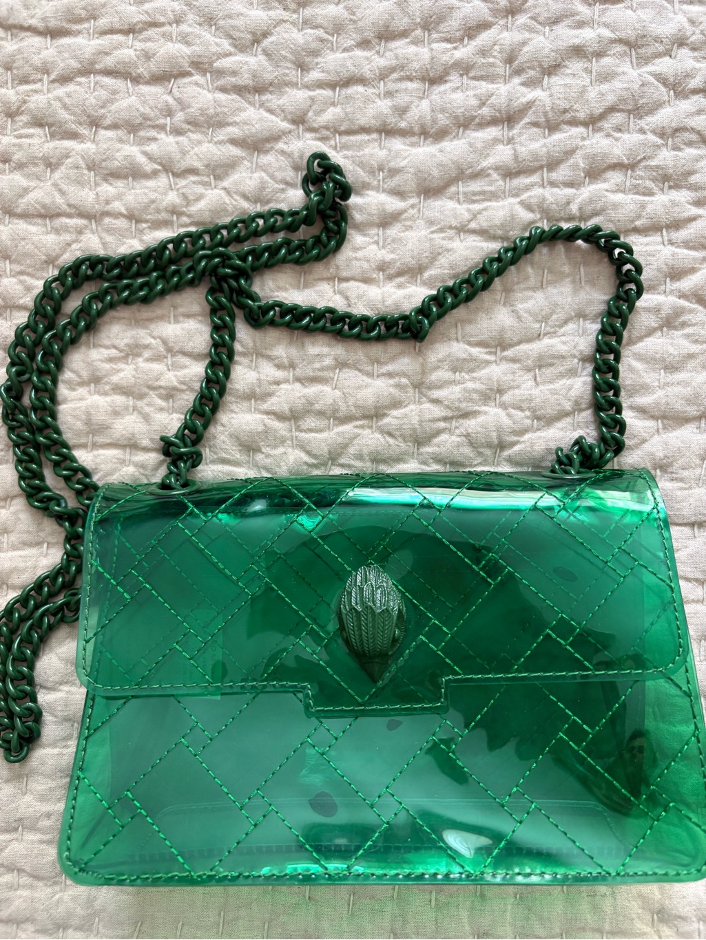 Kurt Geiger Emerald Quilted Pvc Crossbody With Chain